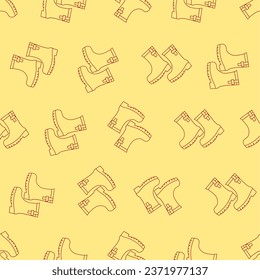 Boots line art seamless pattern. Suitable for backgrounds, wallpapers, fabrics, textiles, wrapping papers, printed materials, and many more.