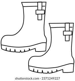 Boots line art. Vector illustration with autumn theme.