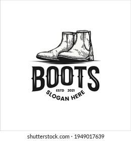 boots logo retro, boots vector, boots hand draw logo