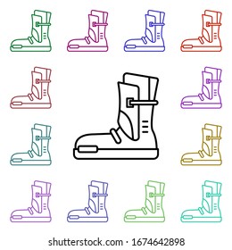 Boots multi color style icon. Simple thin line, outline vector of motor sports icons for ui and ux, website or mobile application