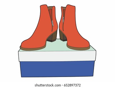 Boots on a blue box