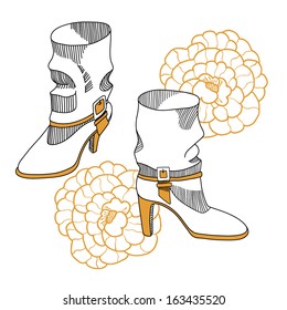 boots on high heel - vector illusration 