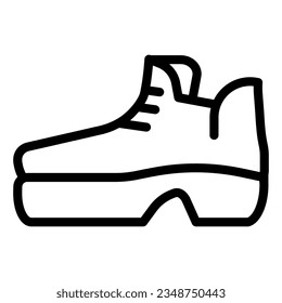 Boots on platform line icon. Warm shoes vector illustration isolated on white. Footwear outline style designed for and app. Eps 10.