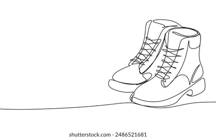 Boots one line continuous. Boots  line art. Hand drawn vector art.