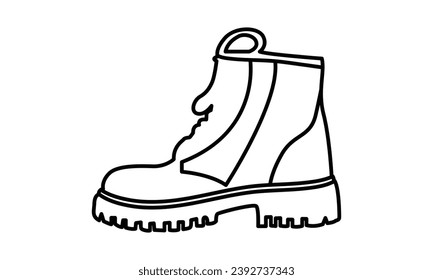 Boots outline icon symbol Flat vector illustration. Men's boots shoe glyph icon Hiking silhouette boots Flat vector illustration.
