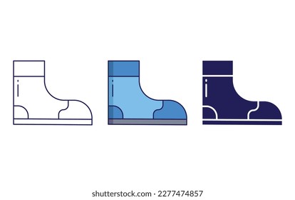 Boots outline and solid vector icon