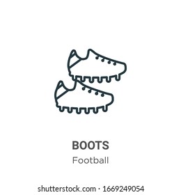 Boots outline vector icon. Thin line black boots icon, flat vector simple element illustration from editable football concept isolated stroke on white background