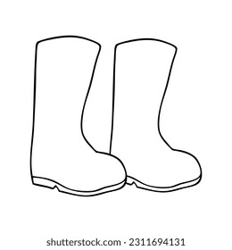 boots outline vector illustration,isolated on white background,top view