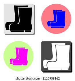 Boots. simple flat vector icon illustration on four different color backgrounds