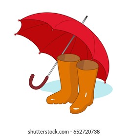 Boots and umbrella illustration