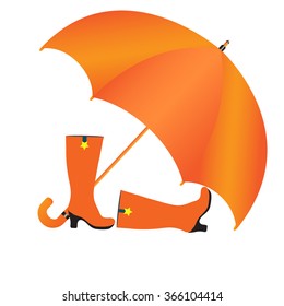 Boots under the umbrella