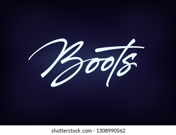Letras de Vector de las botas. Etiqueta de texto escrita a mano. Diseño tipográfico a mano alzada