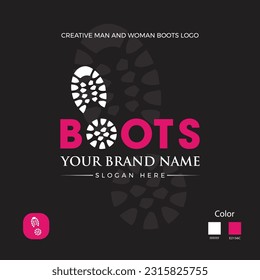 diseño de logotipo vectorial de botas o ilustración de diseño de logotipo de zapatos largos.