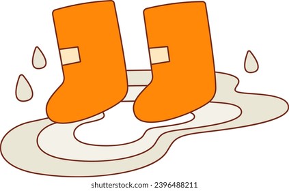 Boots In Water Paddle Vector Illustration