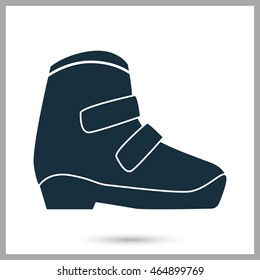 Boots for winter sports icon on the background