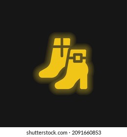 Boots yellow glowing neon icon