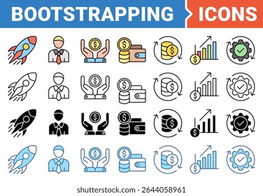 Bootstrapping banner icon set with multiple style collection.