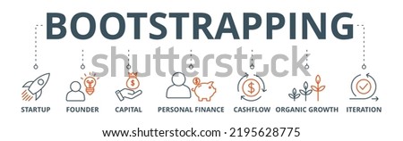 Bootstrapping banner web icon vector illustration concept with icon of startup, founder, capital, personal finance, cashflow, organic growth, and iteration Stockfoto © 