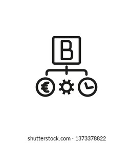 Bootstrapping line icon. Gear, time, currency. Business structure concept. Can be used for topics like programming, process, startup