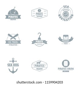 Booty bay logo set. Simple set of 9 booty bay vector logo for web isolated on white background