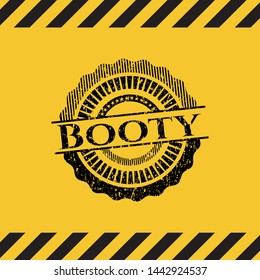 Booty black grunge emblem inside yellow warning sign. Vector Illustration. Detailed.