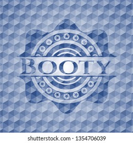 Booty blue emblem with geometric pattern.