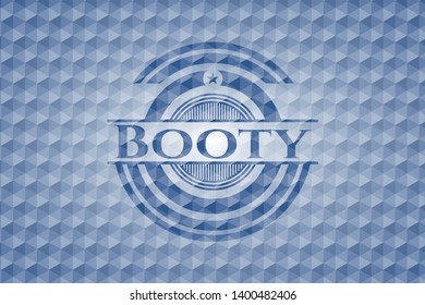 Booty blue polygonal badge. Vector Illustration. Detailed.