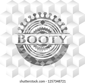 Booty grey badge with geometric cube white background