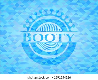 Booty sky blue emblem with mosaic ecological style background