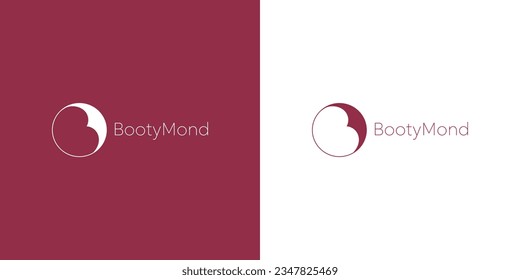 BootyMond vector logo design with B shape carved in a circle to reveal the moon symbol. 