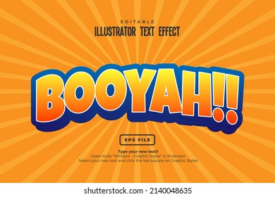 booyah dynamic bright and cheer text effect vector design element