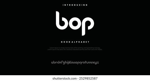 bop Fonte criativa. Fonte digital abstrata moderna da tecnologia. Fonte criativa logotipo, tipo, tecnologia, filme, digital, música, filme. Fontes e ilustração em formato vetorial.