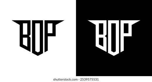 Projeto do logotipo da letra da BOP com fundo branco no ilustrador, estilo moderno da sobreposição da fonte do alfabeto do logotipo do logotipo, desenhos caligráficos para o logotipo, cartaz, convite, etc.