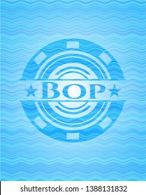 Bop light blue water wave style badge. Vector Illustration. Detailed.