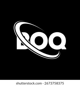 BOQ-Logo. BOQ-Brief. Logo-Design für BOQ-Buchstaben. Initialen B OQ Logo mit Kreis und Großbuchstaben Monogramm Logo verbunden. BOQ Typografie für Technologie, Business und Immobilien Marke.