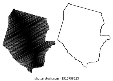 Boqueron Department (Departments of Paraguay, Republic of Paraguay) map vector illustration, scribble sketch Boquerón map