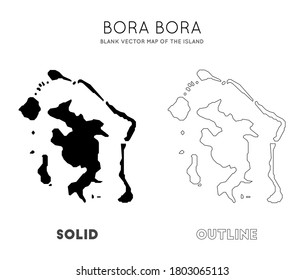 Bora Bora island map with solid and outline versions for infographics and travel designs.
