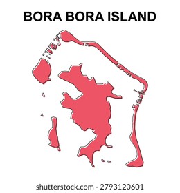 Bora bora island map symbol shape, travel web flat concept icon vector illustration .