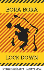Signo de bloqueo Bora Bora. Icono de peligro de pandemia de la isla amarilla. Ilustración vectorial.