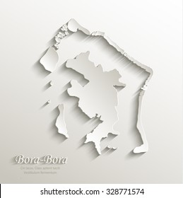 Bora-Bora map card paper 3D natural vector French Polynesia