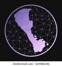 Boracay icon. Vector polygonal map of the island. Boracay icon in geometric style. The island map with purple low poly gradient on dark background.