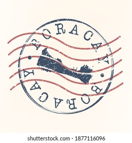 Boracay, Malay, Philippines Stamp Postal. Map Silhouette Seal. Passport Round Design. Vector Icon. Design Retro Travel.