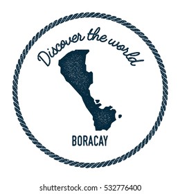 Boracay map in vintage discover the world rubber stamp. Hipster style nautical postage Boracay stamp, with round rope border. Boracay map vector illustration.