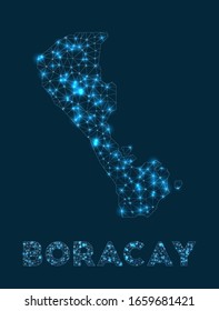 Boracay network map. Abstract geometric map of the island. Internet connections and telecommunication design. Trendy vector illustration.
