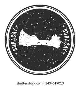 Boracay Philippines. Map Symbol Round Design Stamp Travel and Business.