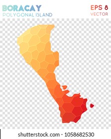 Boracay polygonal, mosaic style island map. Interesting low poly style, modern design for infographics or presentation.