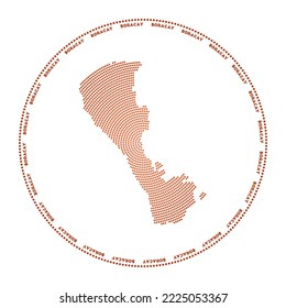 Boracay round logo. Digital style shape of Boracay in dotted circle with island name. Tech icon of the island with gradiented dots. Radiant vector illustration.