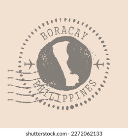 Boracay Stamp Postal. Karte Silhouette Gummi Siegel.  Design Retro Travel. Karibik. Siegel der Karte Boracay grunge für Ihre Website-Design, App, UI.  Philippinen. EPS10.