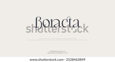 Boracta creative modern liquid alphabet display font vector. Unique trendy typography style