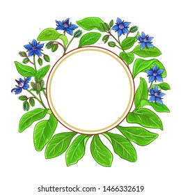 borage vector frame on white background